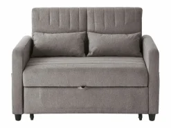 Outlet Sofá 2 plazas - Sofá lounge con función extraíble y dos cojines - Respaldo regulable - Tejido de algodón y lino Gris