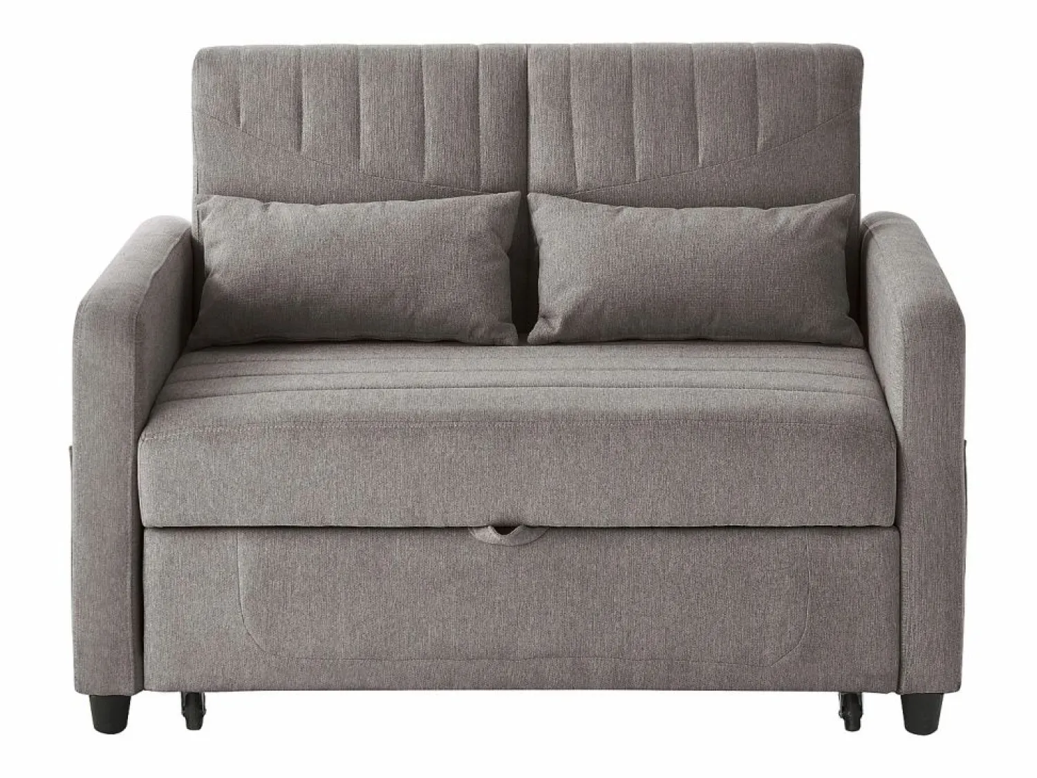 Outlet Sofá 2 plazas - Sofá lounge con función extraíble y dos cojines - Respaldo regulable - Tejido de algodón y lino Gris