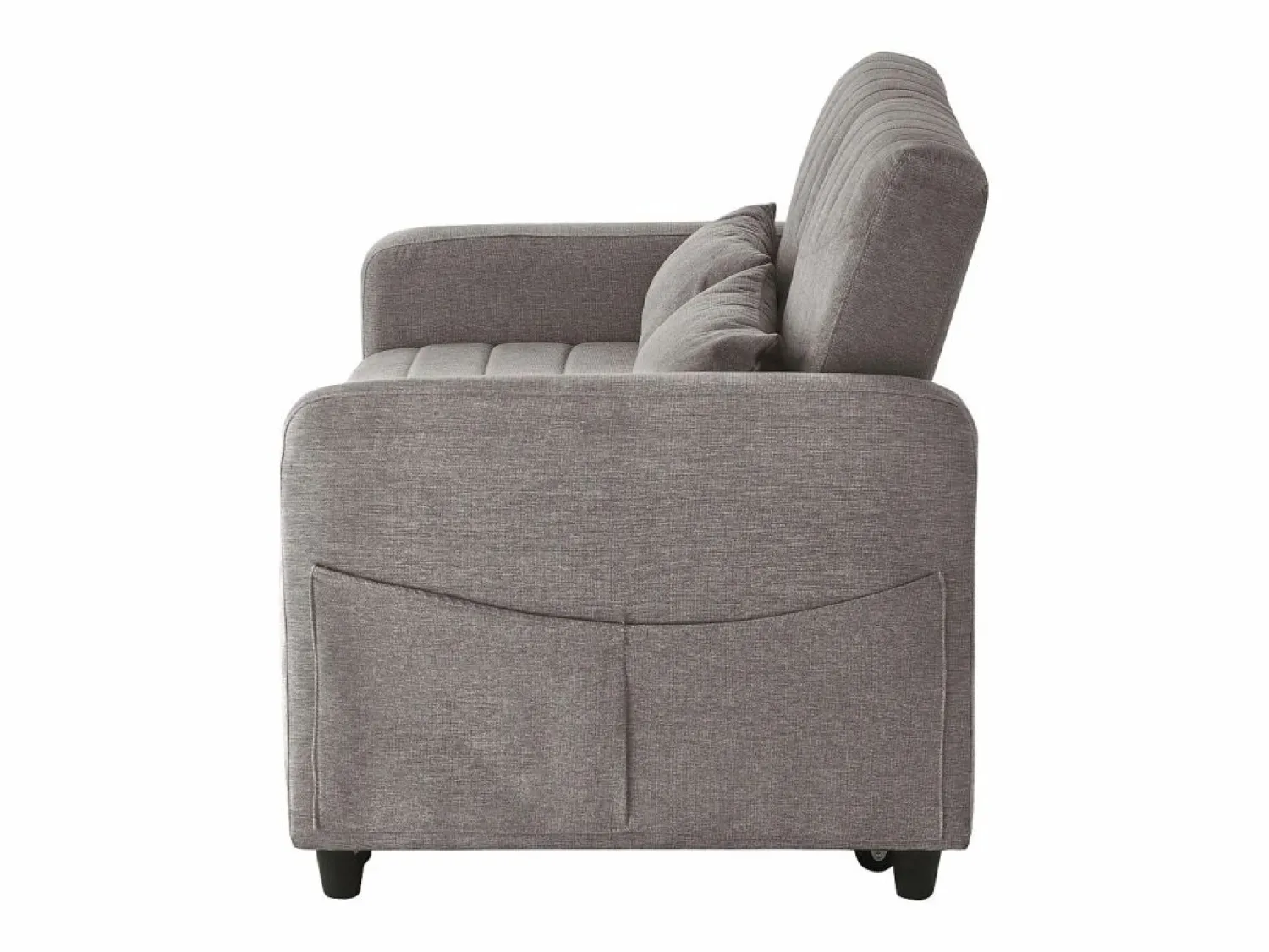 Outlet Sofá 2 plazas - Sofá lounge con función extraíble y dos cojines - Respaldo regulable - Tejido de algodón y lino Gris