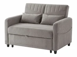 Outlet Sofá 2 plazas - Sofá lounge con función extraíble y dos cojines - Respaldo regulable - Tejido de algodón y lino Gris