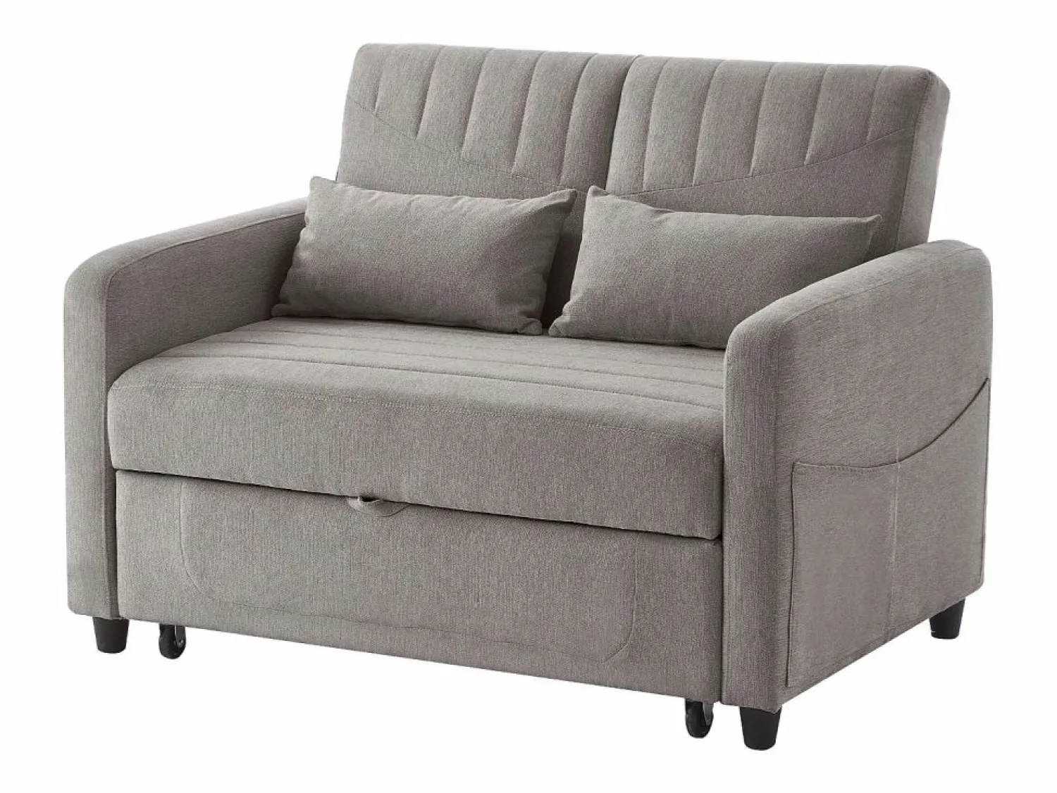 Outlet Sofá 2 plazas - Sofá lounge con función extraíble y dos cojines - Respaldo regulable - Tejido de algodón y lino Gris