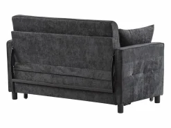 Sofá 2 plazas oscuro - Sofá de salón con respaldo regulable y función cama nido - 2 cojines y reposabrazos - chenilla