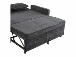 Sofá 2 plazas oscuro - Sofá de salón con respaldo regulable y función cama nido - 2 cojines y reposabrazos - chenilla