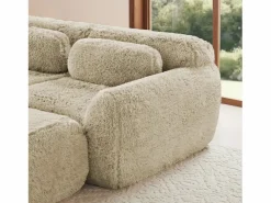 Discount Sofá 2 plazas modular contemporáneo con otomanas conectables felpa salón kaki claro Caqui