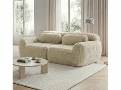 Discount Sofá 2 plazas modular contemporáneo con otomanas conectables felpa salón kaki claro Caqui