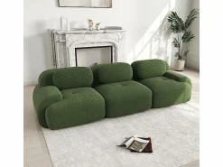 Sale Sofá 3 Plazas Modular de Pana Acanalada - con 3 Cojines - 298x103x75cm - Verde