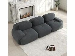 Sofá 3 Plazas Modular de Pana Acanalada - con 3 Cojines - 298x103x75cm -