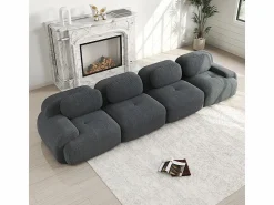 Sale Sofá 4 Plazas Modular de Pana Acanalada - con 4 Cojines - 388x103x75cm - Gris
