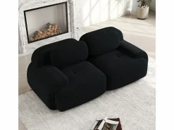 Discount DripeX Sofá 2 Plazas Modular de Pana Acanalada - con 2 Cojines - 208x103x75cm - Negro