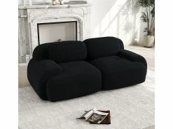 Discount DripeX Sofá 2 Plazas Modular de Pana Acanalada - con 2 Cojines - 208x103x75cm - Negro