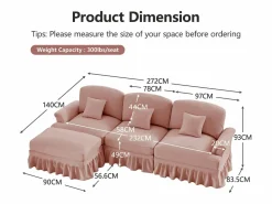 Best Sofá 3 plazas modular respaldo segmentado brazos florales chenilla Sofá Modular