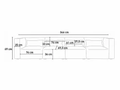 Modus Sofa Sofá 4 plazas modular seccional moderno de tela Solv