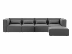 Clearance Modus Sofa Sofá 4 plazas modular seccional moderno de tela con pouf Solv Gris