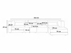 Clearance Modus Sofa Sofá 4 plazas modular seccional moderno de tela con pouf Solv Gris
