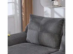 Discount DripeX Sofá 2 plazas modular terciopelo acanalado, portavasos y bolsillo lateral, 200x99x80cm, Gris antracita