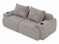 DripeX Sofá 2 plazas modular terciopelo acanalado, portavasos y bolsillo lateral, 200x99x80cm,