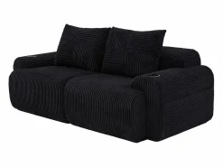 Sofá 2 plazas modular terciopelo acanalado, portavasos y bolsillo lateral, 200x99x80cm, Sofás Club
