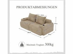 Sale Sofá 2 plazas modular terciopelo acanalado, portavasos y bolsillo lateral, 200x99x80cm, Sofá Modular|Sofás Club