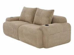Sale Sofá 2 plazas modular terciopelo acanalado, portavasos y bolsillo lateral, 200x99x80cm, Sofá Modular|Sofás Club