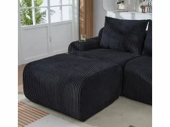 Online Sofá 2 plazas ángulo modular terciopelo acanalado, puf, portavasos y bolsillo, 200x174x80cm, Sofá Modular|Sofás Club