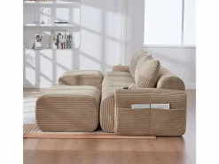 Sale Sofá 4 plazas ángulo modular terciopelo acanalado, 2 pufs y 4 cojines, 333x174x80cm, Sofás Club