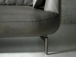 Sale Sofá 2 plazas piel gris oscuro 6036 Sofá De Piel