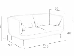 Sale Sofá 2 plazas piel gris oscuro 6036 Sofá De Piel