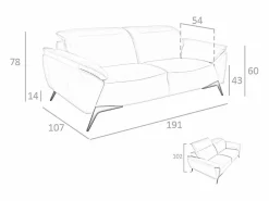 Outlet Angel Cerda Sofá 2 plazas piel gris taupe 6131 Beige