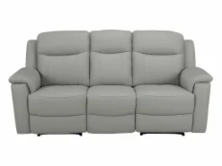 New Vente-unique Sofá 3 plazas relax de piel EVASION - Barato Gris claro