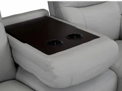 New Vente-unique Sofá 3 plazas relax de piel EVASION - Barato Gris claro