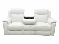 Discount Vente-unique Sofá 3 plazas relax de piel color blanco EVASION Marfil