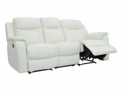 Discount Vente-unique Sofá 3 plazas relax de piel color blanco EVASION Marfil