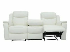 Discount Vente-unique Sofá 3 plazas relax de piel color blanco EVASION Marfil