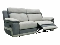 Clearance Sofá 3 plazas relax microfibra TALCA gris claro y antracita Sofá Relax