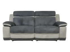 Clearance Sofá 3 plazas relax microfibra TALCA Antracita y gris claro Sofá Relax