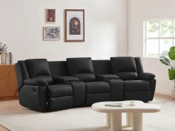 Outlet Vente-unique Sofá 3 plazas relax piel de becerro color AROMA Negro