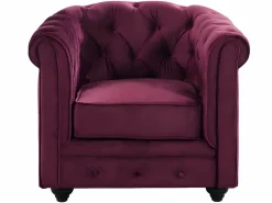 Best Vente-unique Sofá 3 plazas+2 sillones terciopelo púrpura CHESTERFIELD Granate