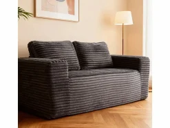 DripeX Sofá 2 Plazas, Terciopelo acanalado , 65cm prof. asiento, 2 cojines, 160x88x58cm