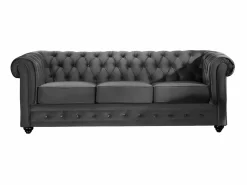 Clearance Vente-unique Sofá 3 plazas terciopelo color CHESTERFIELD Gris antracita