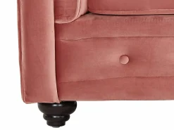 Vente-unique Sofá 3 plazas y 2 sillones de terciopelo rosa CHESTERFIELD