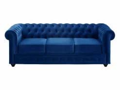 Discount Sofá 3 plazas y sillón terciopelo azul noche CHESTERFIELD Conjunto Sofá Y Sillón