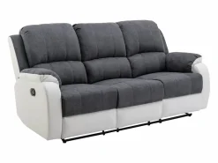 Online Vente-unique Sofá 3+2 relax de microfibra y piel sintética gris y blanco BRODY Gris / Blanco
