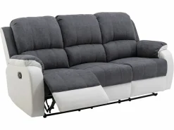 Online Vente-unique Sofá 3+2 relax de microfibra y piel sintética gris y blanco BRODY Gris / Blanco
