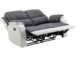 Online Vente-unique Sofá 3+2 relax de microfibra y piel sintética gris y blanco BRODY Gris / Blanco