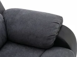 Vente-unique Sofá 3+2 relax de microfibra y piel sintética gris y negro BRODY