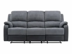 Vente-unique Sofá 3+2 relax de microfibra y piel sintética gris y negro BRODY