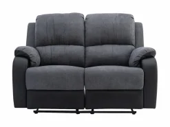 Vente-unique Sofá 3+2 relax de microfibra y piel sintética gris y negro BRODY