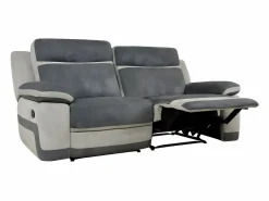 Sofá 3+1 relax manual de microfibra Antracita y rayas gris claro TALCA Conjunto Sofá Y Sillón