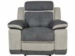 Sofá 3+1 relax manual de microfibra Antracita y rayas gris claro TALCA Conjunto Sofá Y Sillón