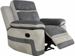 Sofá 3+1 relax manual de microfibra Antracita y rayas gris claro TALCA Conjunto Sofá Y Sillón